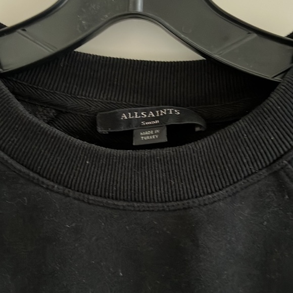 AllSaints Lila Short Sleeved Sweatshirt Black Size S - Picture 4 of 5
